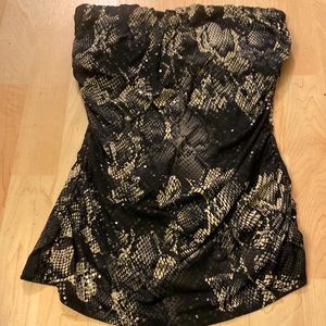 Snakeskin/sequin tube top